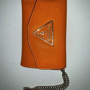Orange Guess Clutch With Card Holder